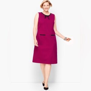 Talbots Tipped Ponte Tie Neck Dress